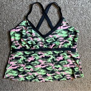 Ocean Pacific tankini camouflage swimwear‎ top 2X bikini beach swimsuit vacation